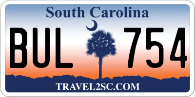 SC license plate BUL754