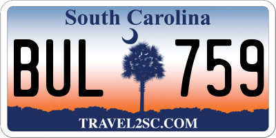 SC license plate BUL759