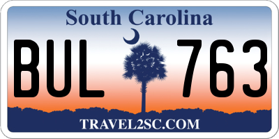 SC license plate BUL763