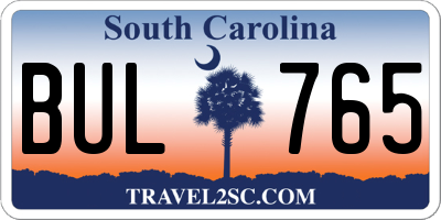 SC license plate BUL765