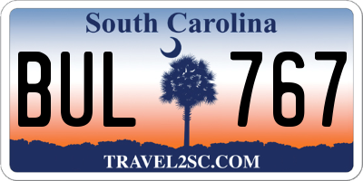 SC license plate BUL767