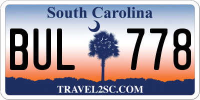 SC license plate BUL778