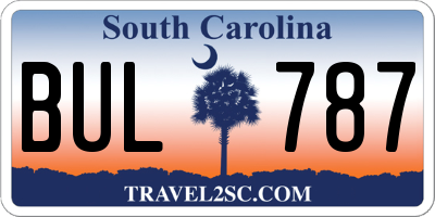 SC license plate BUL787