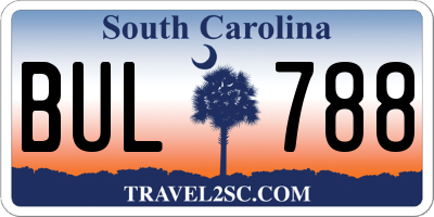 SC license plate BUL788