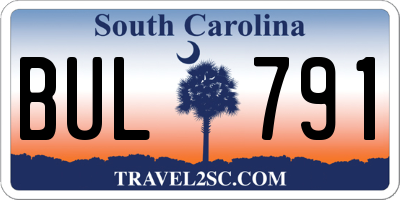 SC license plate BUL791