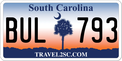 SC license plate BUL793