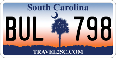 SC license plate BUL798