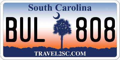 SC license plate BUL808