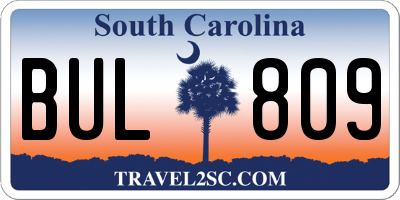 SC license plate BUL809