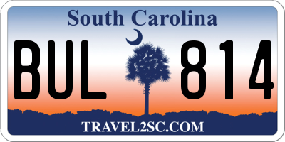 SC license plate BUL814