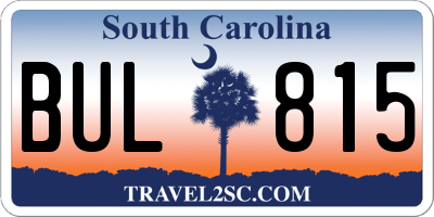 SC license plate BUL815