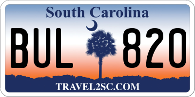 SC license plate BUL820