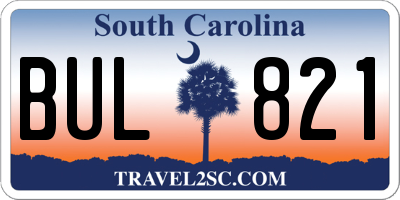 SC license plate BUL821