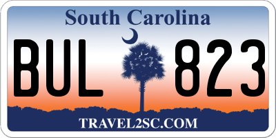 SC license plate BUL823