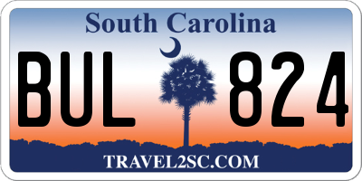SC license plate BUL824