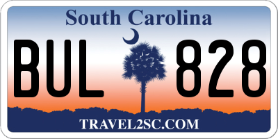 SC license plate BUL828