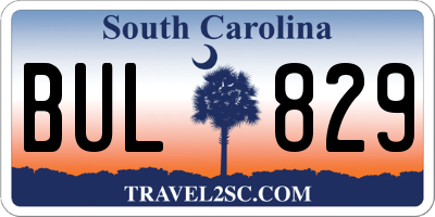 SC license plate BUL829