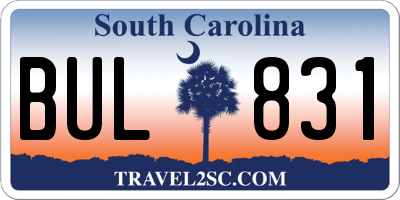 SC license plate BUL831