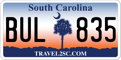 SC license plate BUL835