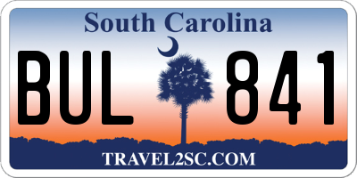 SC license plate BUL841