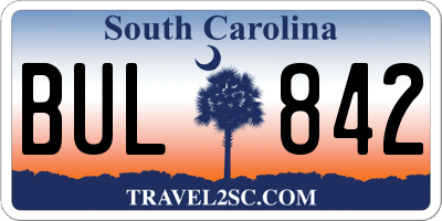 SC license plate BUL842