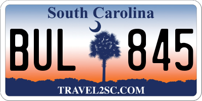 SC license plate BUL845