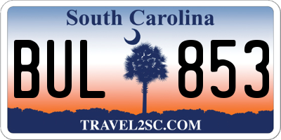 SC license plate BUL853