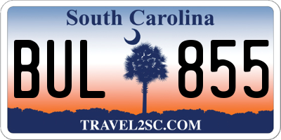 SC license plate BUL855