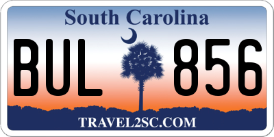 SC license plate BUL856
