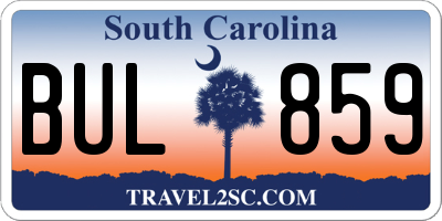SC license plate BUL859