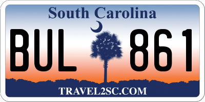 SC license plate BUL861