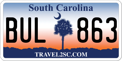 SC license plate BUL863