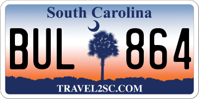 SC license plate BUL864