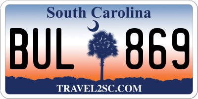 SC license plate BUL869