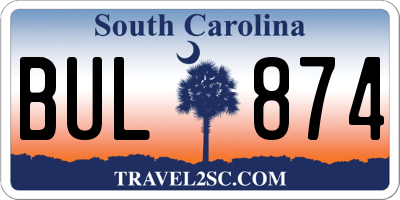SC license plate BUL874