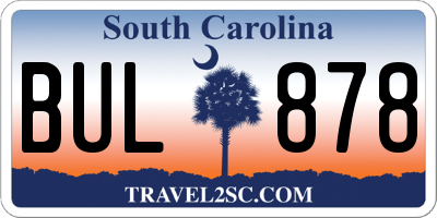SC license plate BUL878
