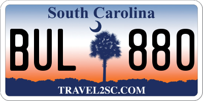 SC license plate BUL880