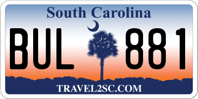SC license plate BUL881