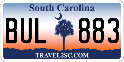 SC license plate BUL883