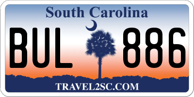 SC license plate BUL886