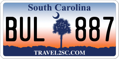 SC license plate BUL887