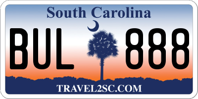 SC license plate BUL888