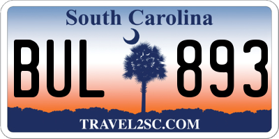 SC license plate BUL893