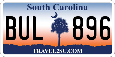 SC license plate BUL896
