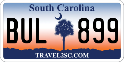 SC license plate BUL899