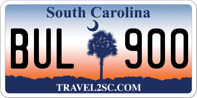 SC license plate BUL900