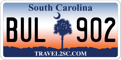 SC license plate BUL902