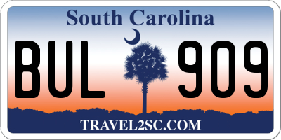SC license plate BUL909