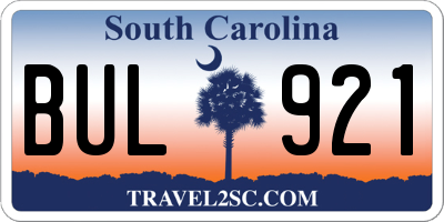 SC license plate BUL921