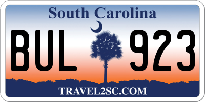 SC license plate BUL923